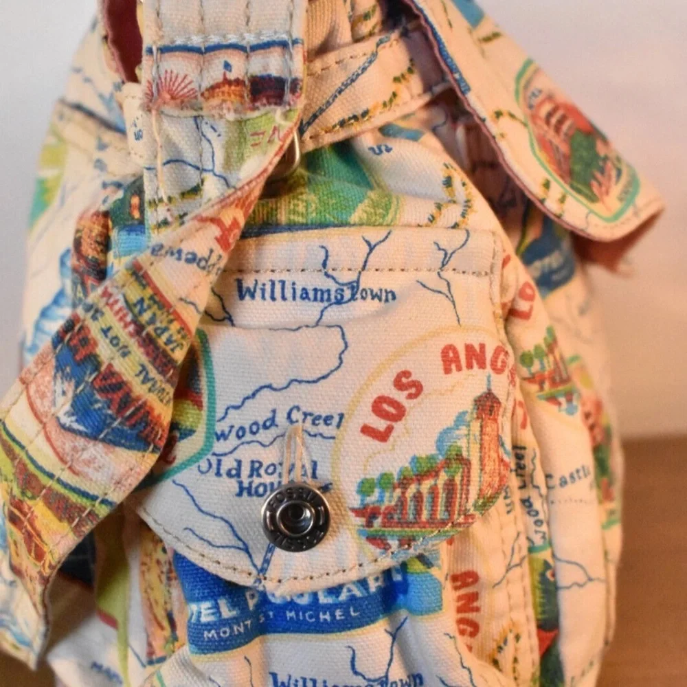 Vintage FOSSIL St Moritz Multi Color Traveler Map Print California